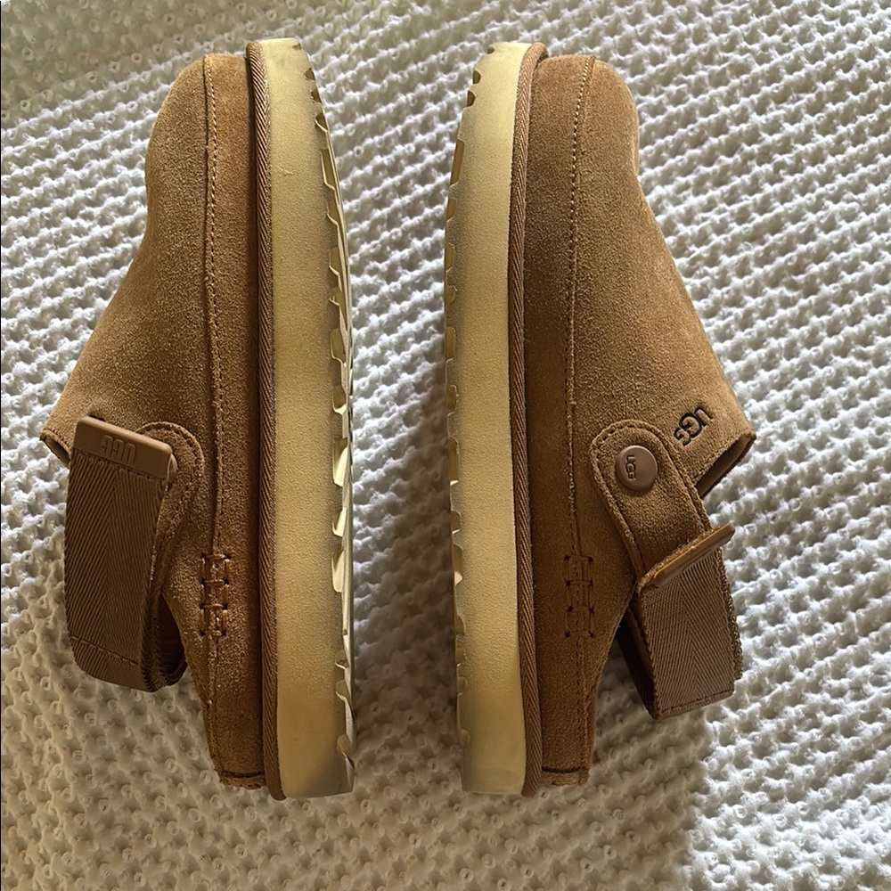 UGG Tan Suede Slide Sandals with Cream Platform - Picture 7 of 8